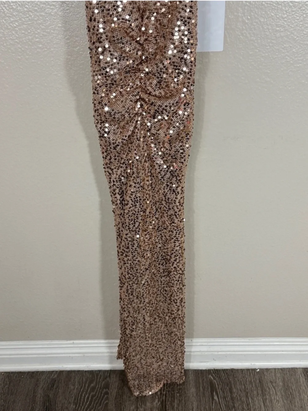 Delfi Collective Avelie Ruched Sequin Dress in Nude - Picture 6 of 15